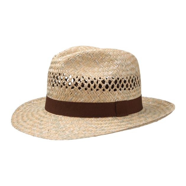 Lipodo Cerasolo Bogart Strohoed Heren - Made in Italy hoed zonnehoed voor Lente/Zomer - XL (60-61 cm) naturel-bruin